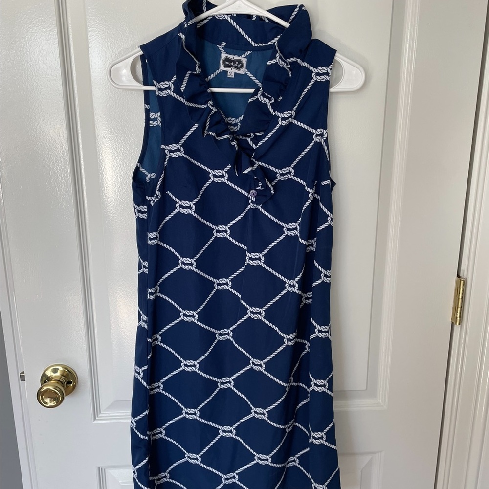 Nautical Rope Ruffle neck shift dress